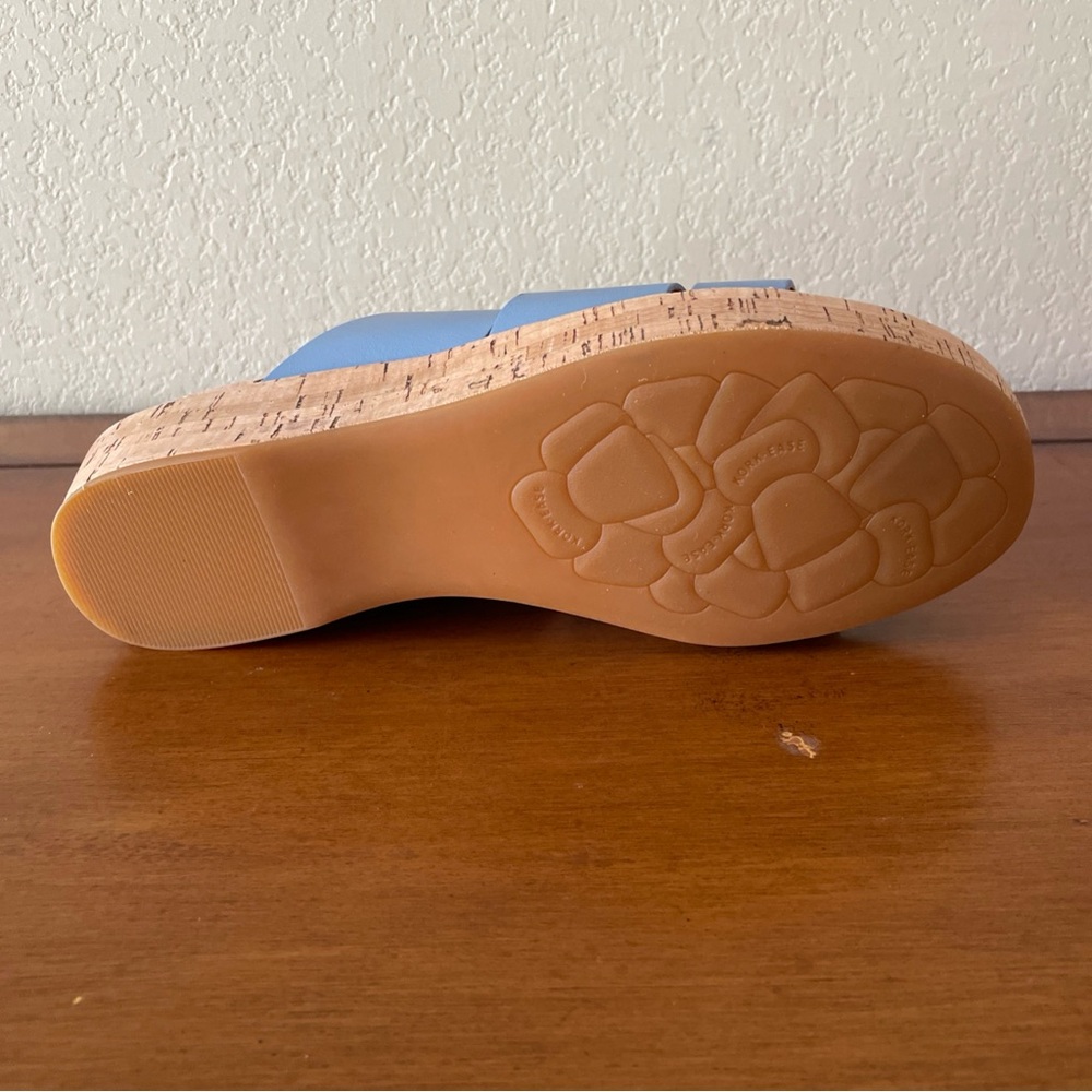 Kork-Ease Womens Menzie Slides Sandals Cork Wedge Heel Blue Leather Size 10M - Picture 7 of 16